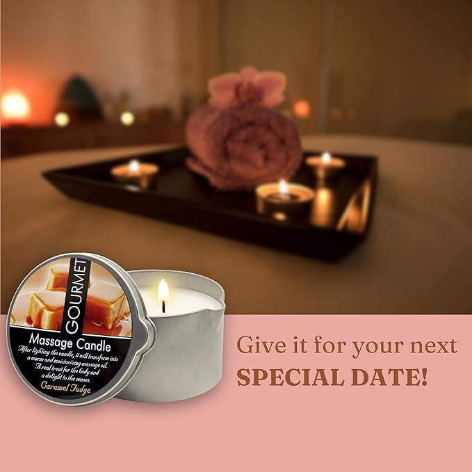 GOURMET COLLECTION Massage Candle for Couples - Moisturizing & Hydrating Skin Care Body Massage Oils Candle - Natural & Vegan (6.76oz), 576014