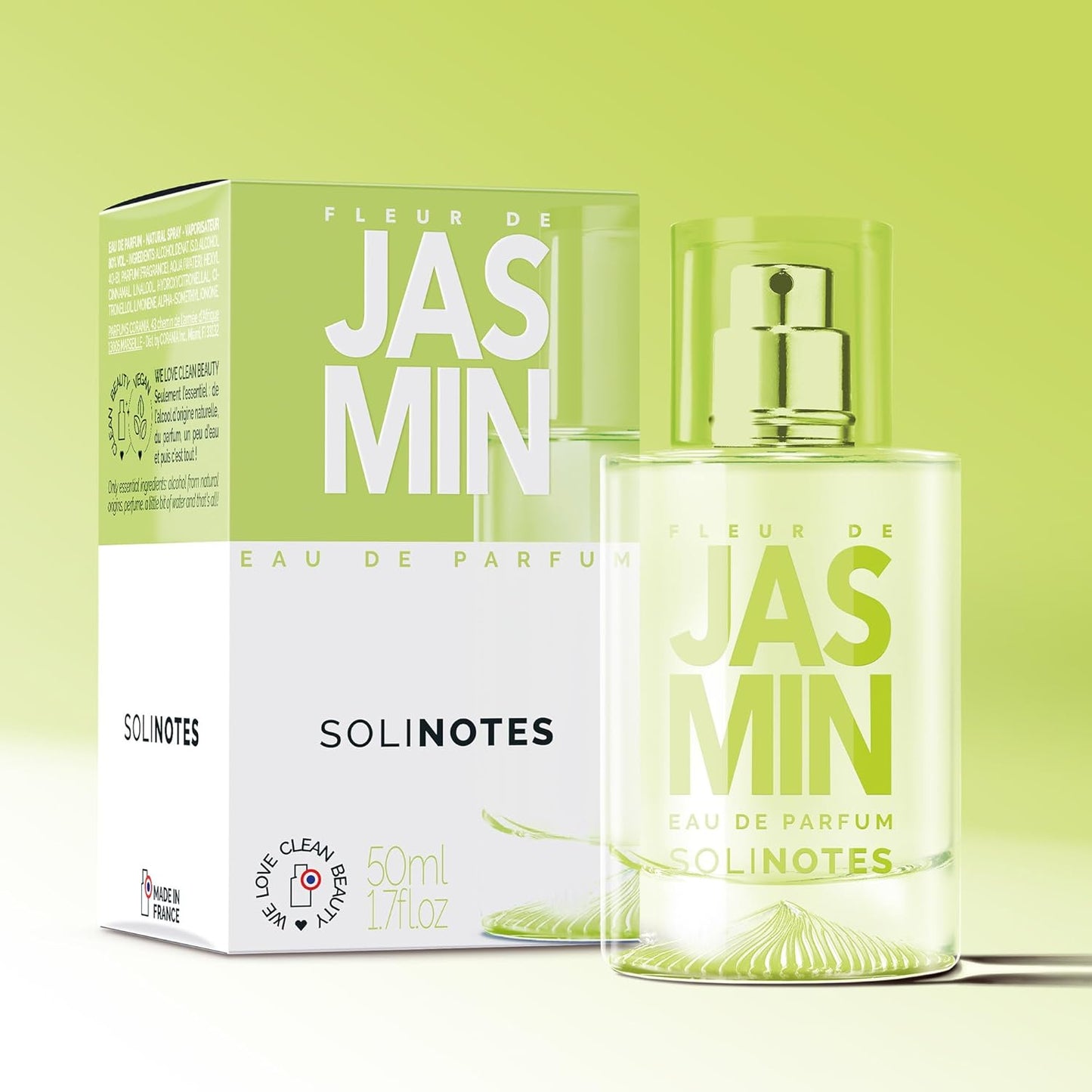 Solinotes Jasmine Flower Perfume for Women & Men, 1.7 Fl Oz/ 50 ML Eau De Parfum, Delicate Floral and Soothing Scent with Premium Ingredients - Clean Perfume, Cruelty Free, Vegan, Made in France