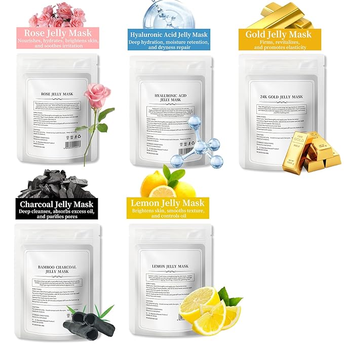 Peel-Off Jelly Mask Hydrating Cleaning Mask Spa Easy DIY Home Spa, Hydrating Icy Jelly Mask For Skin HYALURONIC+LEMON