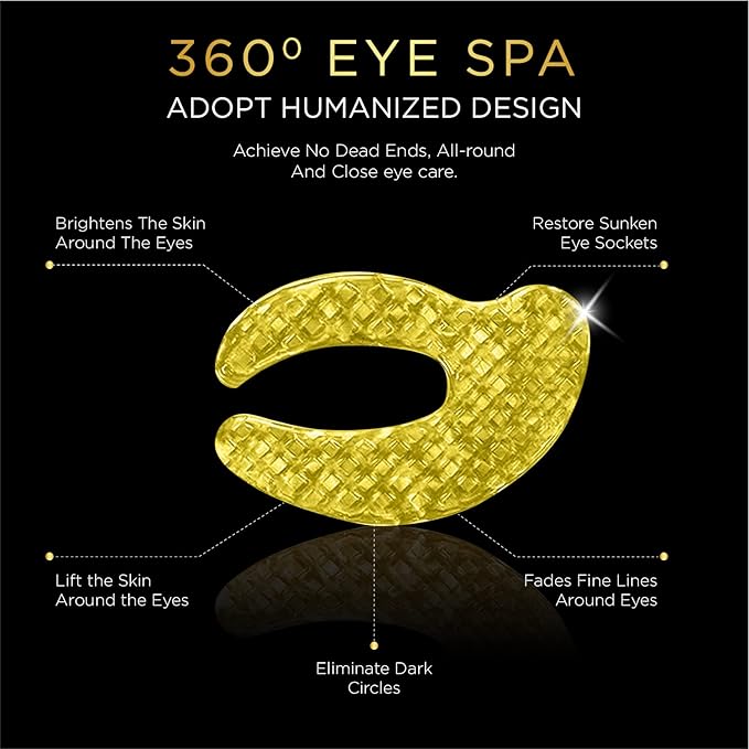 Eye Patches for Puffy Eyes - Under Eye Mask Dark Circles and Puffiness- Gold under Eye Patches, Collagen Eye Pads, Eye Bags Treatment for women or men