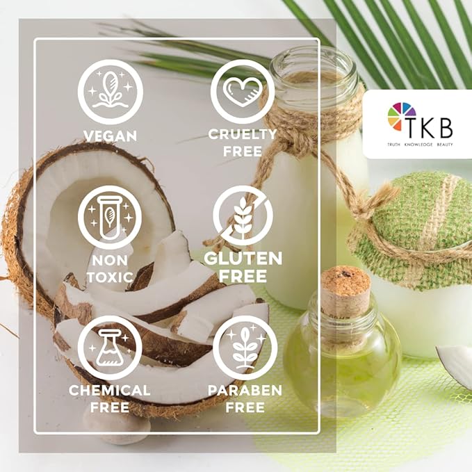 TKB Fractionated Coconut Oil| Pure Coconut Oil for Skin, Hair, Body| Lip Gloss Making, Lip Moisturizer (2floz (59ml))