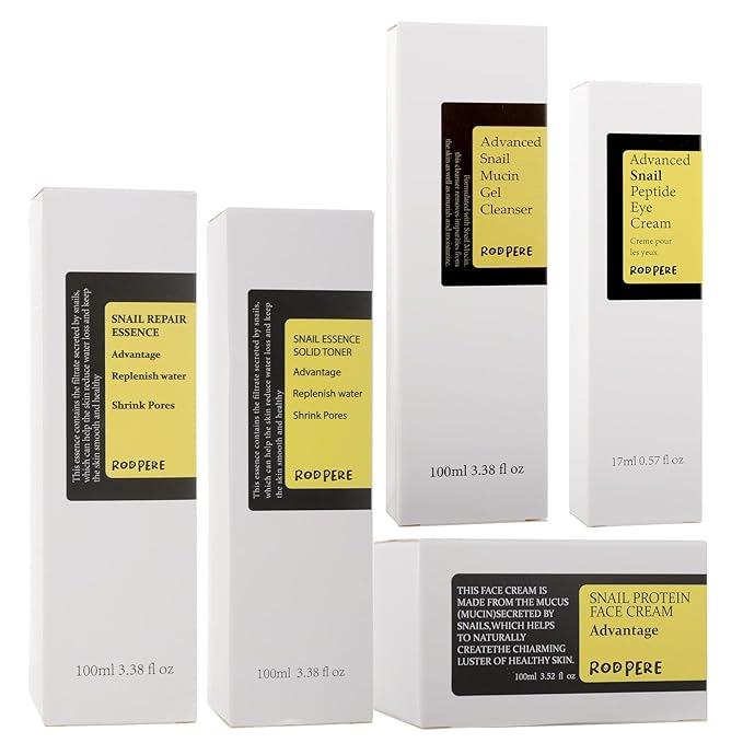 Snail Mucin Skin Care Routine Set For Women, 5 PCS Advanced Snail Mucin Facial Kit For Girls, Skin Care Gift Set With Face Cleanser, Toner, Serum, Face Cream, Eye Cream, Repairing, Anti Aging.