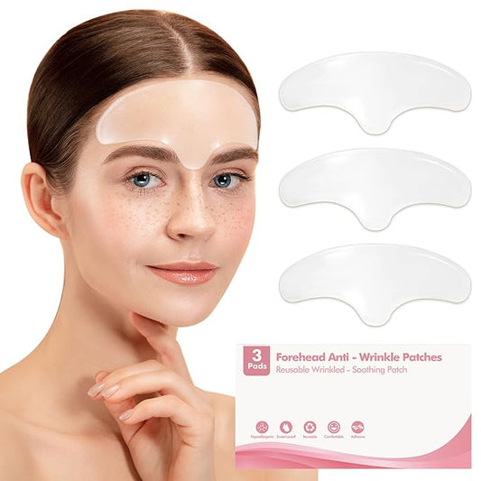 Reusable Wrinkle Patches - Silicone Fusion Treatment Forehead Patches for Brow Lift, Wrinkle Smoothers, Reduce Frown Lines & Face Lift - 3 Pack (Forehead)