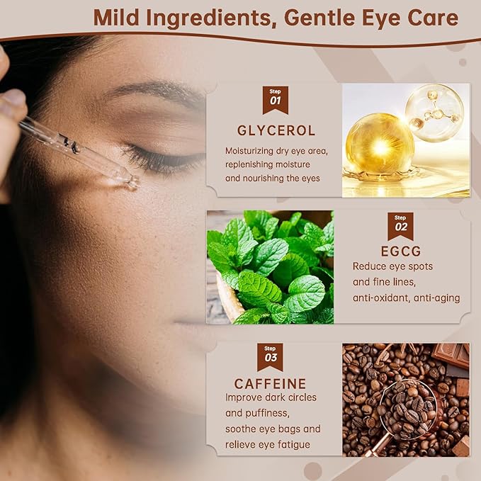 Caffeine Solution 5% + EGCG For Dark Circles & Puffiness, 2 PCS Anti Aging Caffeine Under Eye Serum For Eye Bags, Fine Lines, Moisturizing Caffeine Solution.