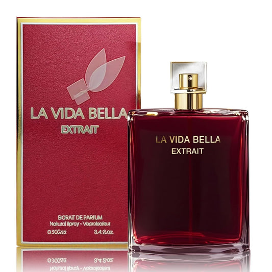 2PCS La Vida Bella EXT Women Perfume 3.4 Fl Oz Eau de Parfum Natural Spray with Raspberry, Violet & Cocoa Butter Scent Best Gift for Women All Day Use