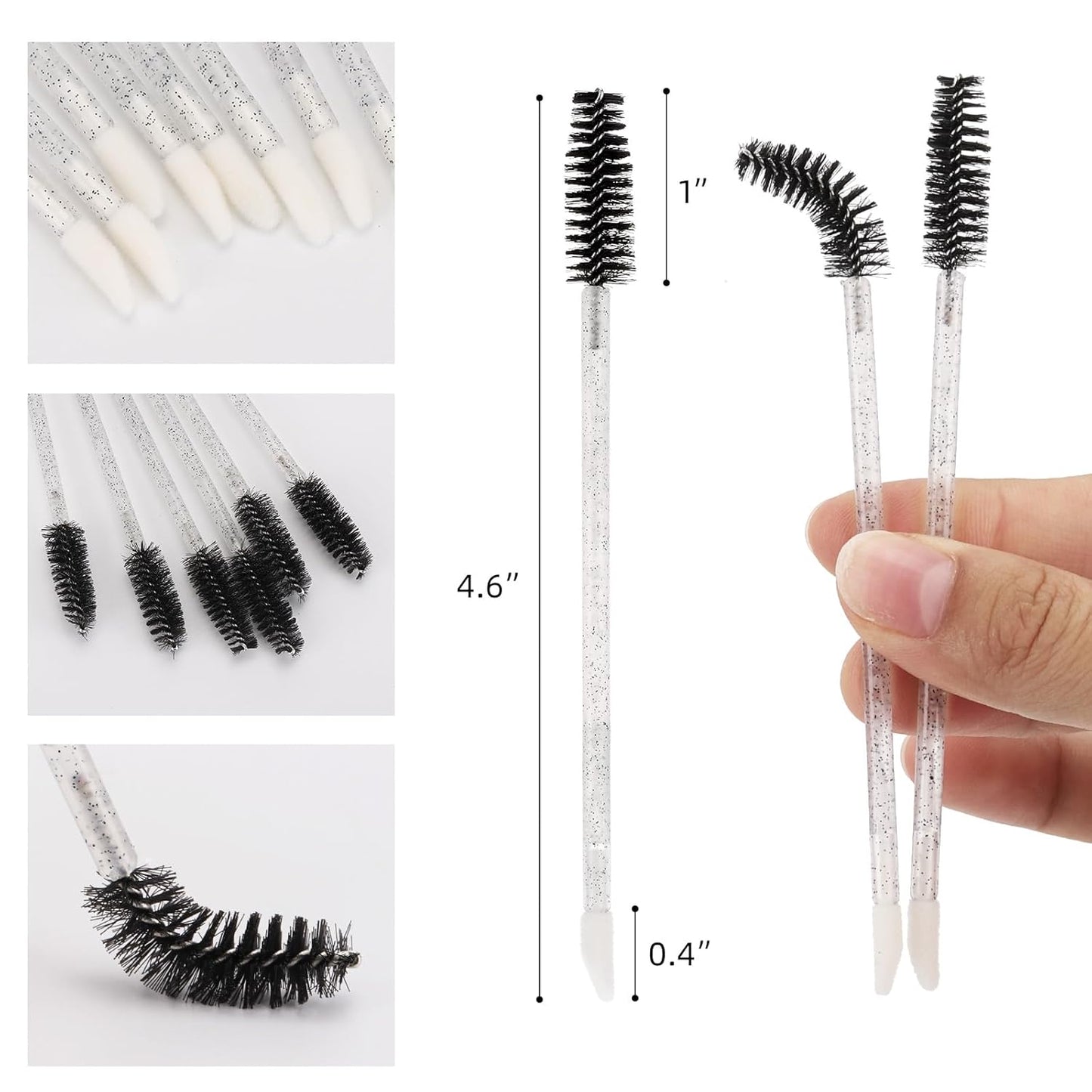 200 Pcs Dual Ended Eyelash Brush Lip Brush, Black Disposable Mascara Wands Lipstick Applicator, Eyebrow Spoolies Brush for Eyelash Extensions