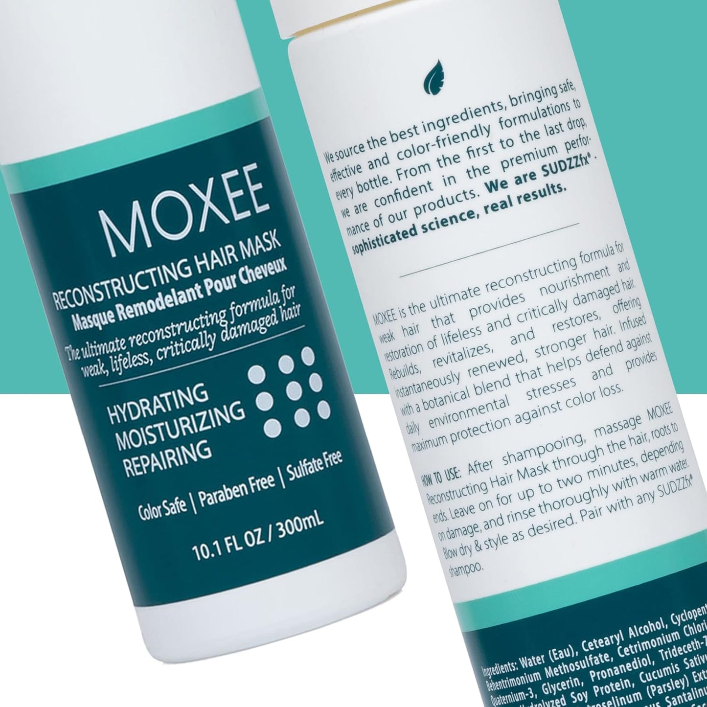 SUDZZFX Moxee Reconstructing - Hydrating Hair Mask - Deep Conditioner for Dry Damaged Hair Care - Provides Nourishment and Restores Weak, lifeless, Critically Damaged Hair 10.1 Fl Oz