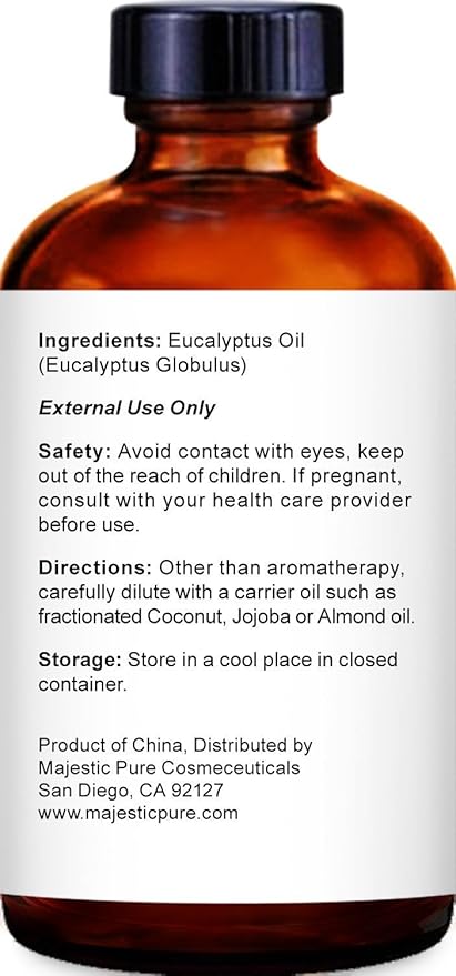 MAJESTIC PURE Eucalyptus Essential Oil | 100% Pure and Natural Eucalyptus Oil | Premium Grade Essential Oils for Hair Care, Home Diffusers, Skin, Aromatherapy, Massage and Humidifiers | 1 Fl Oz