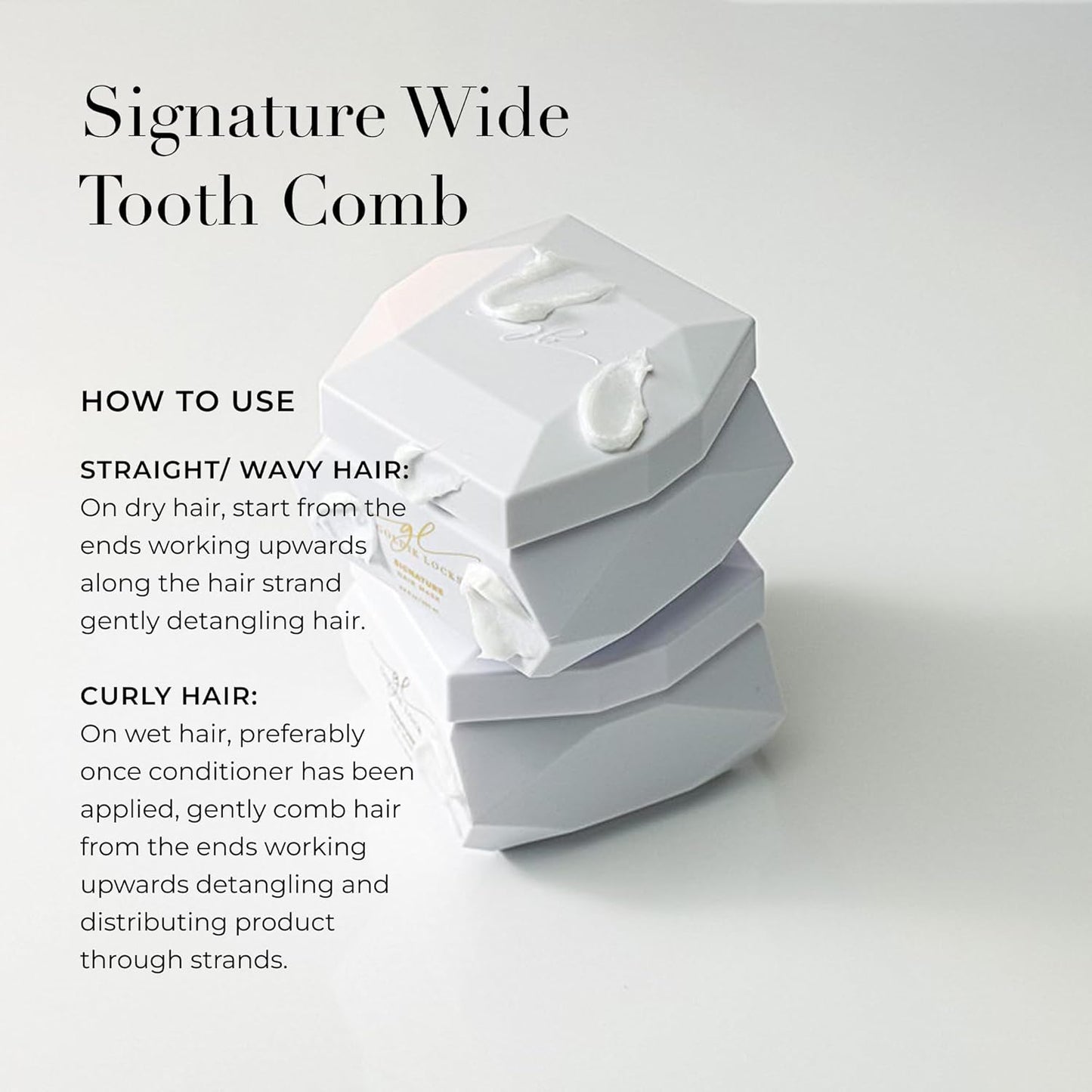 Goldie Locks Signature Wide Tooth Comb – Extension & Curl Friendly Detangling Comb for Wet or Dry Hair – Gentle on Delicate Strands, Curls & Hair Extensions