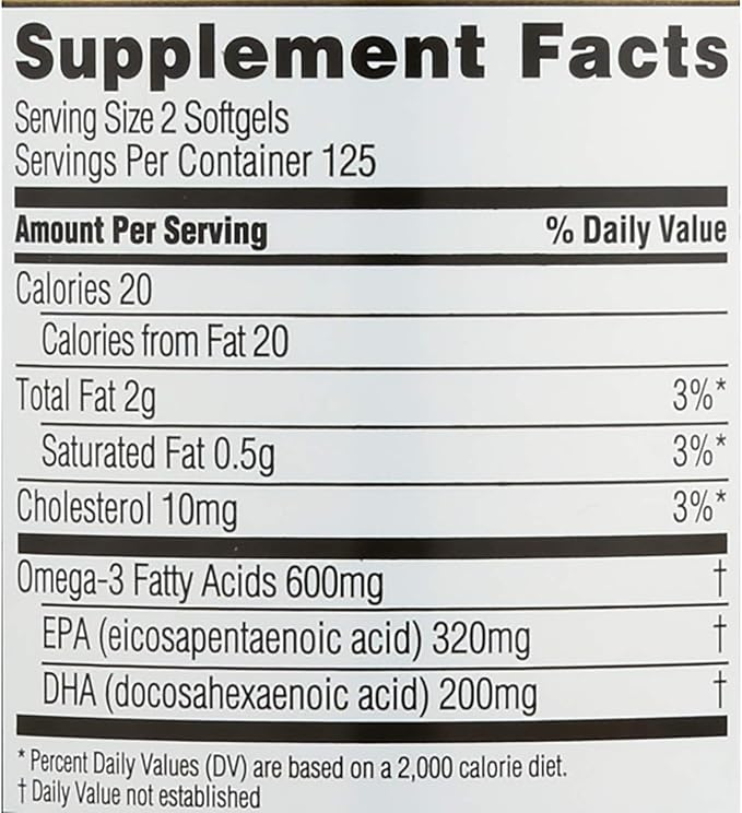 Spectrum Essentials Softgels, Fish Oil Omega-3, 1000 mg, 250 Count