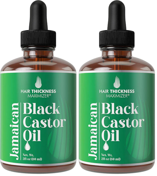 Jamaican Black Castor Oil for Hair Growth. Strengthens & Hydrates Thinning, Dry Hair for a Healthier-Looking Scalp. For Women & Men – Vegan & Unscented 2oz Serum (Pack of 2)