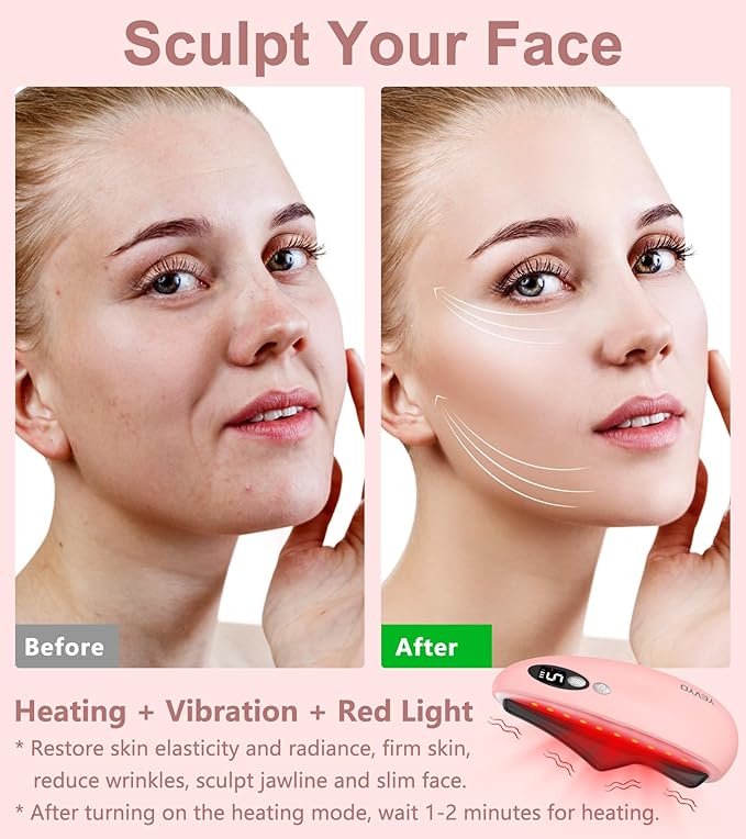 Gua Sha Facial Tool, Electric Black Obsidian Guasha Tool for Face, Chin, Neck, Body, Heated Vibrating Massage Gua Sha Stone for Face Sculpting