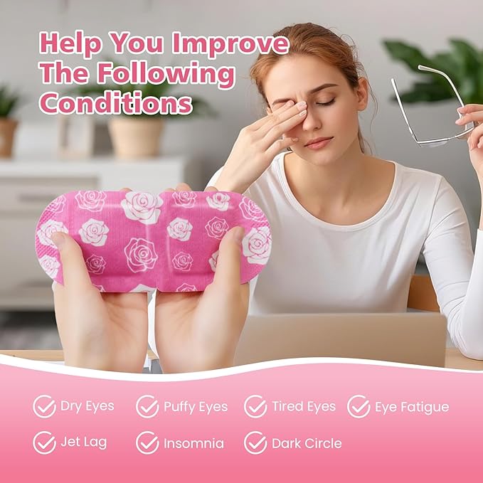 18 Packs Heated Steam Eye Mask for Sleeping Rest Self-Heating Eye Mask for Dry Eyes Boasting 40 Minute Heating Warm Compress Reducing Dark Circles and Puffiness. Essential for Travel