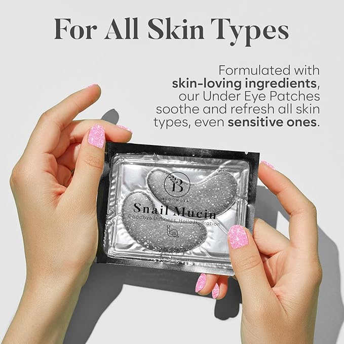 Snail Mucin Under Eye Patches (30 PAIRS), For Puffy Eyes and Dark Circles, Under Eye Mask with Hyaluronic Acid & Hydrolyzed Collagen, Deeply Hydrating Formula, Patch Yeux