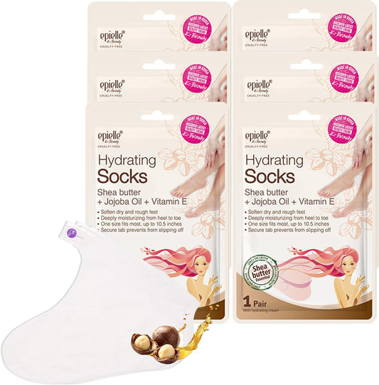 Epielle Hydrating Foot Mask 6 Pairs, Deep Moisturizing Socks for Dry, Cracked Feet, Self Care Gifts for Women, Spa Kit, Stocking Stuffers, Thanksgiving Essentials
