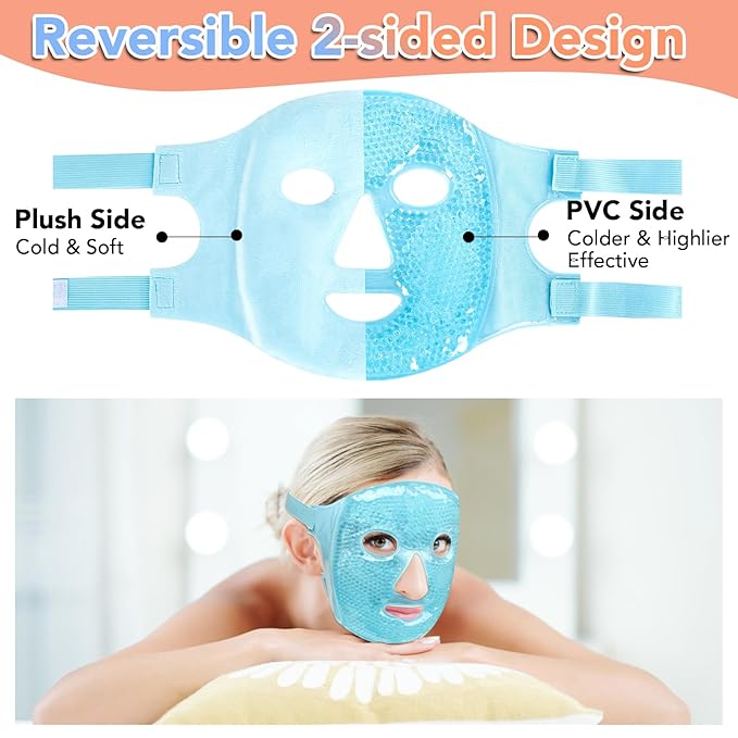 XPCARE Colding Ice Face Mask and Cooling Eye Mask for Puffy Eyes & Migraine Relief, Gel Eye Mask, Cool Face Masks for Dark Circles, Eye Surgery, Sleeping, Pressure, Headaches, Skin Care