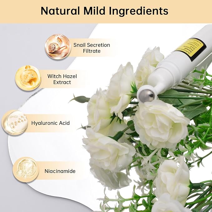 Snail Peptide Eye Cream For Moisturizing, 2 Pcs Snail Mucin Eye Cream With Niacinamide, Hyaluronic Acid For Dark Circles, Puffiness and Fine Lines, 34 ML.