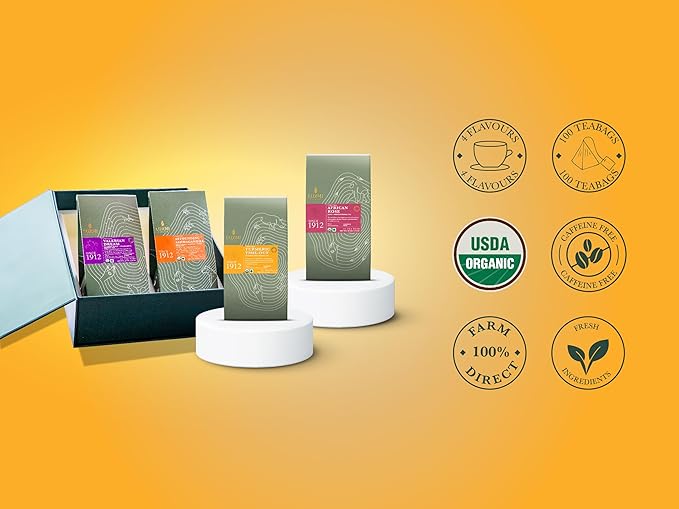 Luxmi Estates - Tea Set - All Day Wellness - 4 Packs with Valerian, Ashwagandha, Turmeric Ginger and Hibiscus Rose Tea - Great Gift Set for Adults