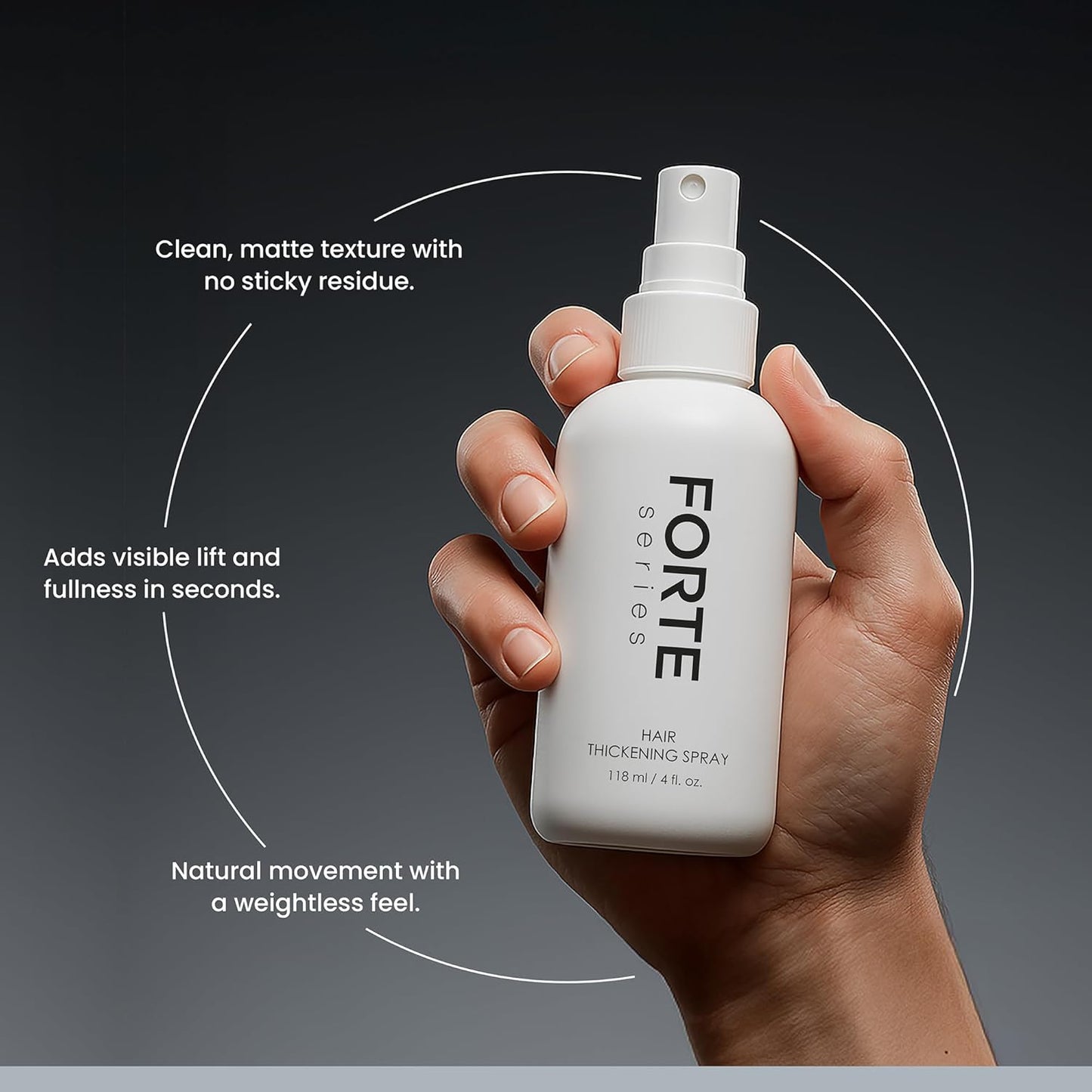 Hair Thickening Spray by Forte Series | Men's Hair Volume Spray | Hair Volumizer with Biotin Peptide Complex | Pre-Styler Hair Thickener, Volumizer, and Spray Texture Pump, (4 oz)