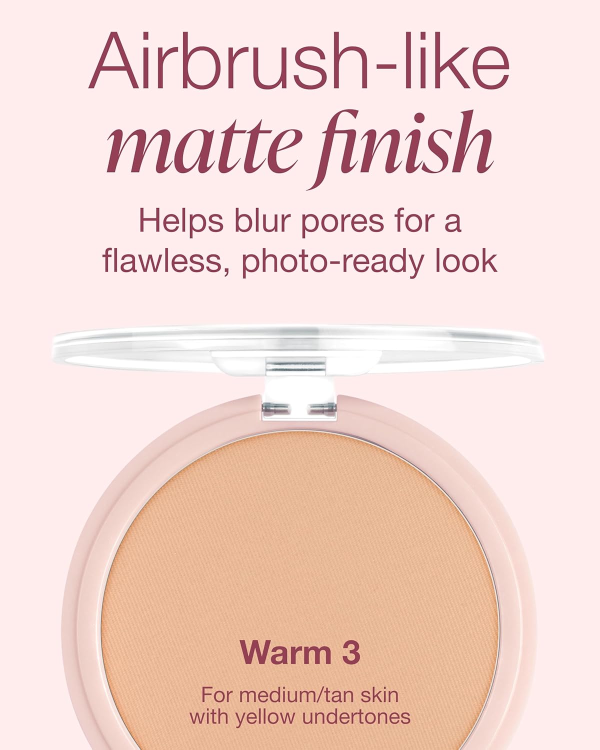 Mineral Fusion Pressed Powder Foundation - Matte Finish Face Powder for Med/Tan Skin with Yellow Undertones - Age Defying Natural Makeup - Talc Free, Vegan, Hypoallergenic (Warm 3)