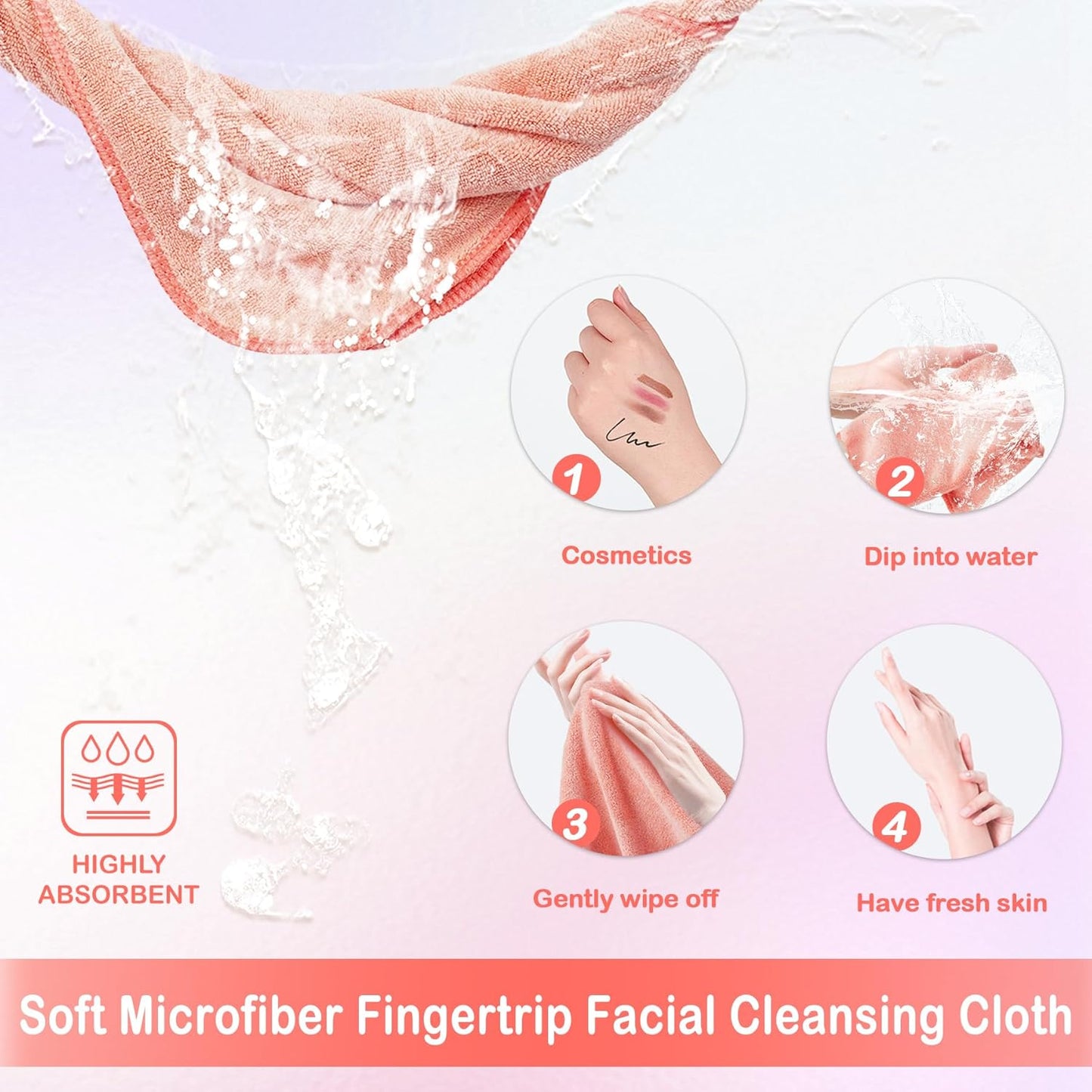 Nugilla Makeup Remover Cloth 12 x 12 Inch, Reusable Makeup Remover Towels for Washing Face, 6 Pack Washable Microfiber Face Cloth Fast Drying Washcloth, Coral