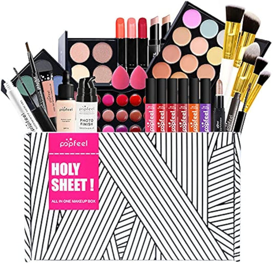 FantasyDay All-in-one Makeup Set Holiday Gift | Full Makeup Kit for Women Essential Starter Bundle Include Eyeshadow Palette Lipstick Blush Cream Concealer Face Powder Eyeliner Mascara Lipgloss Brush