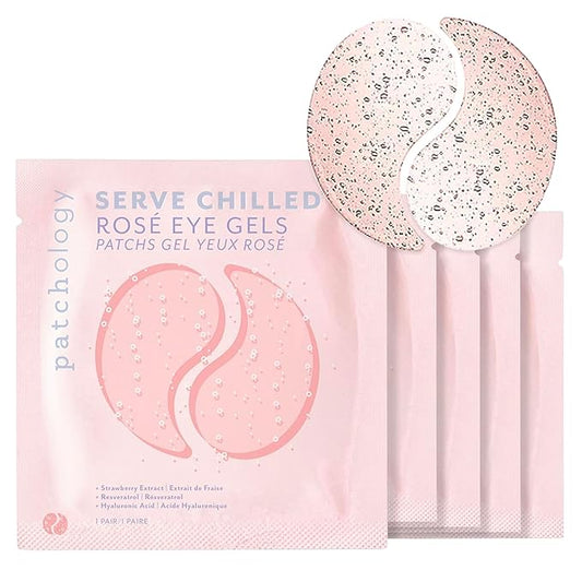 Patchology Serve Chilled Rosé Hydrating Under Eye Patches – Hyaluronic Acid & Antioxidant-Infused Eye Masks to Reduce Dark Circles, Puffiness & Fine Lines - Ideal Skincare Essentials (5 Pairs)