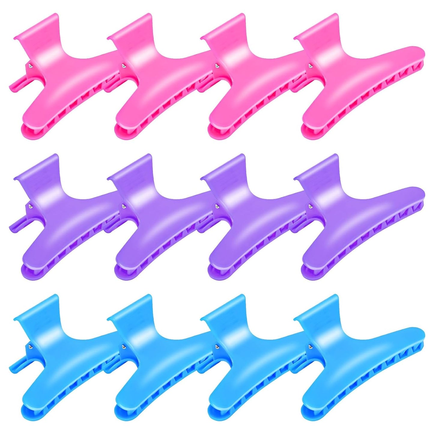 Hair Clips for Styling Sectioning 12 Pack Hot Pink Purple Blue Butterfly Clamps Hair Claw Clips Pro Salon Hair Clips for Styling, Sectioning, Cutting and Coloring