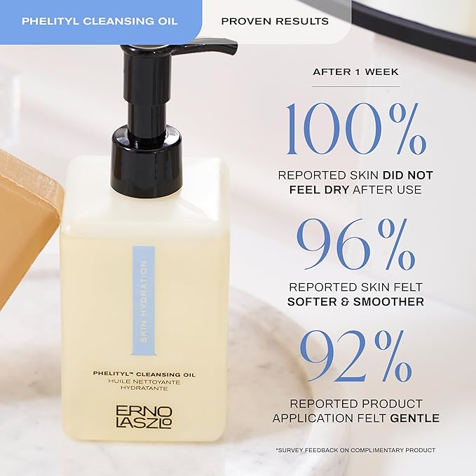 Erno Laszlo Hydra-Therapy Phelityl Cleansing Oil, Gentle Facial Oil Dissolves Impurities, Oil Cleanser for Face, Deeply Hydrates Complexion, 6.4 Fl Oz