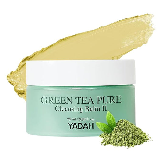 YADAH Green Tea Cleansing Balm II (0.84fl oz) - Makeup Remover, Moisturizing, Residue-Free. Korean Skin Care. Vegan, For Sensitive Skin, Botanical oil extract.