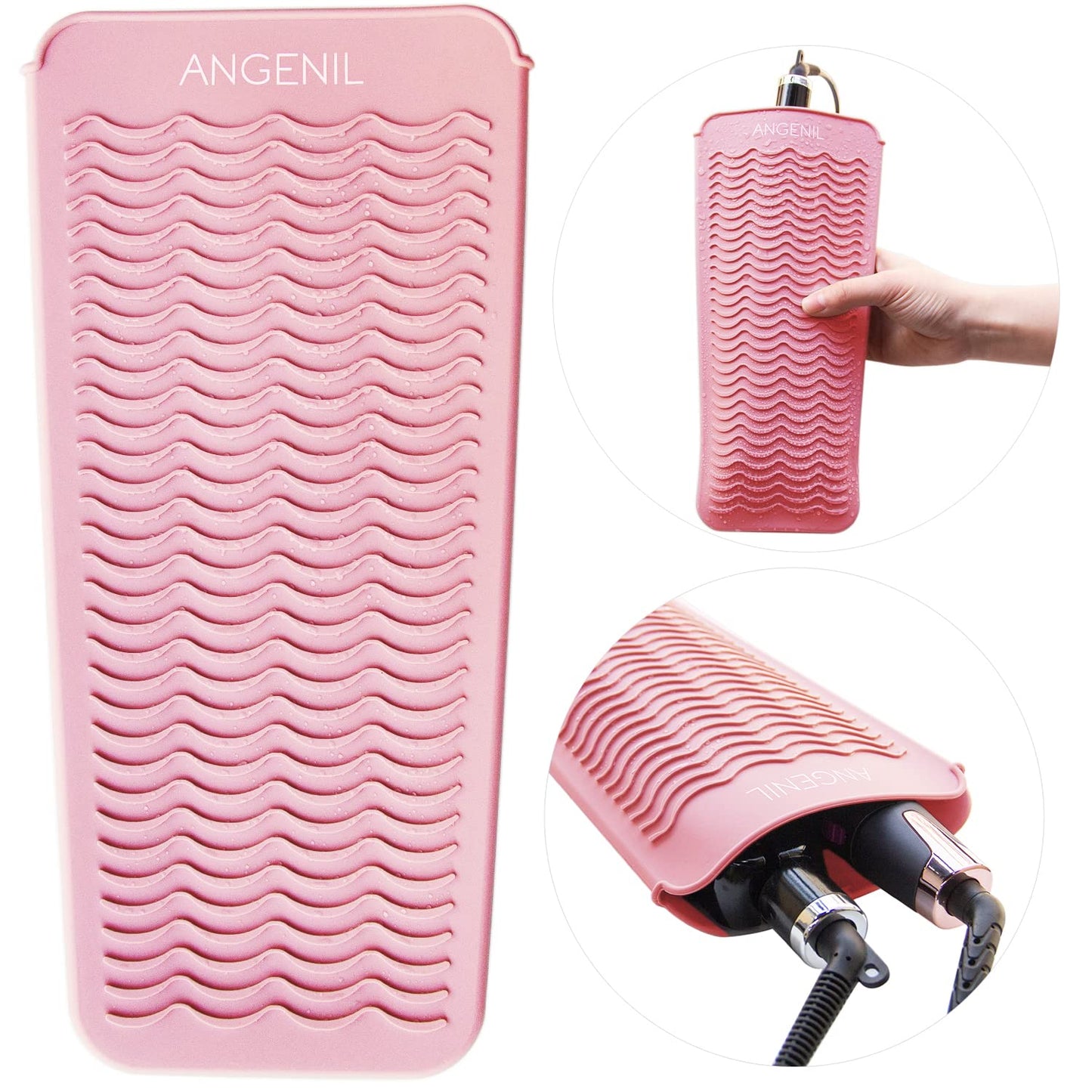 ANGENIL Heat Resistant Silicone Flat Iron Mat Pouch, For Travel Dual Voltage Curling Iron Wand, Hair Straightener, Automatic Wireless Curlers, Crimper Hair Iron, Styling Tools, Curling Brush For Women