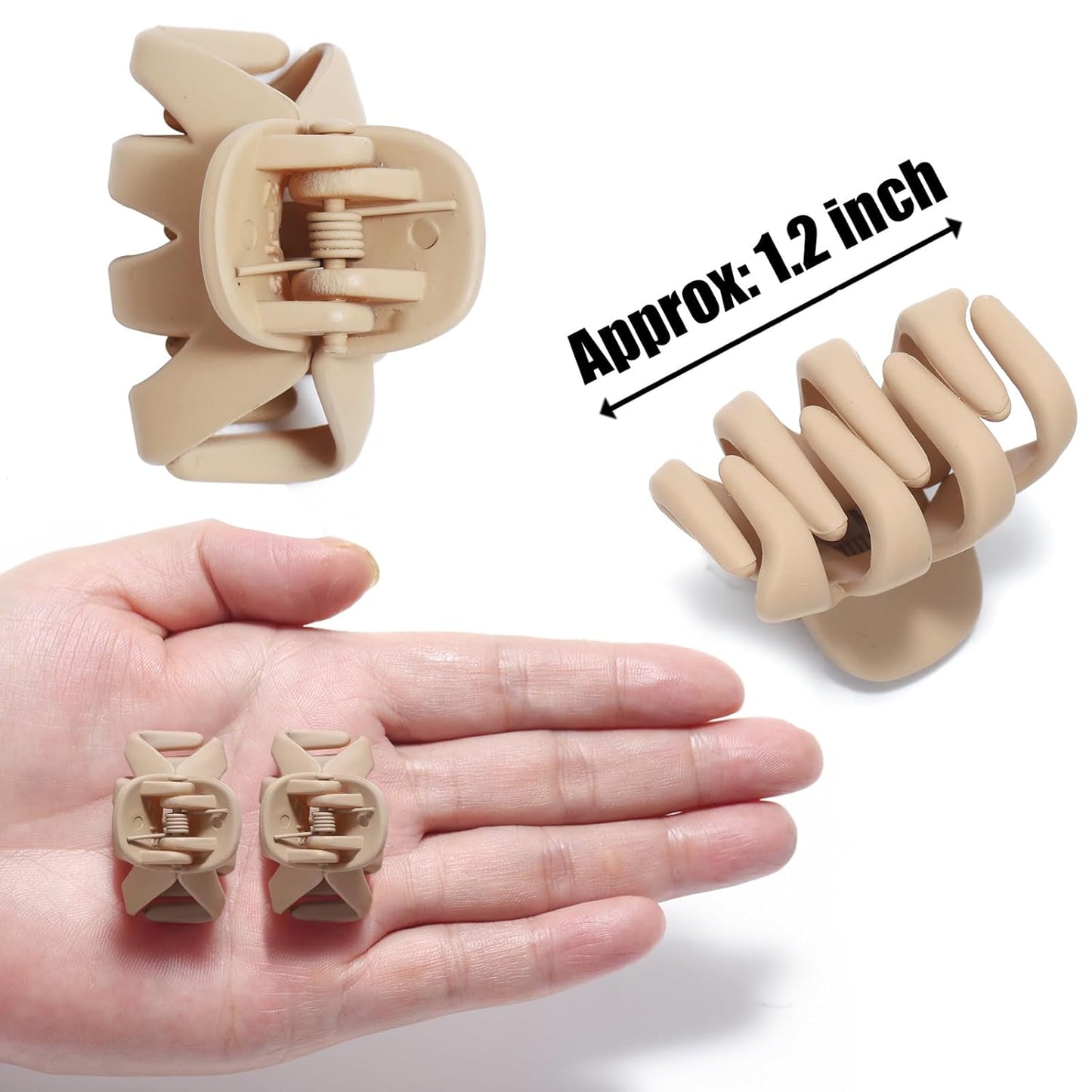 Cobahom 12 Pack Small Hair Claw Clips 1.2 Inch Matte No-Slip Mini Hair Clips for Thin Hair Styling Accessories for Women and Girls (Apricot)