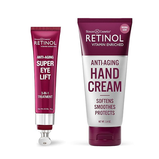 Retinol Super Eye Lift - A luxurious 3-in-1 treatment fights the look of dark circles, wrinkles, and puffiness Anti-Aging Hand Cream - Conditions & Protects Skin, Nails & Cuticles