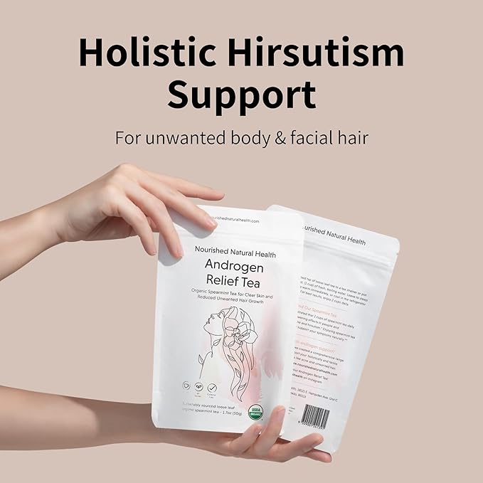 Nourished Androgen Relief Spearmint Tea - Organic Herbal Spearmint Tea for Clear Skin and Reduced Unwanted Facial Hair Growth - 240 Servings