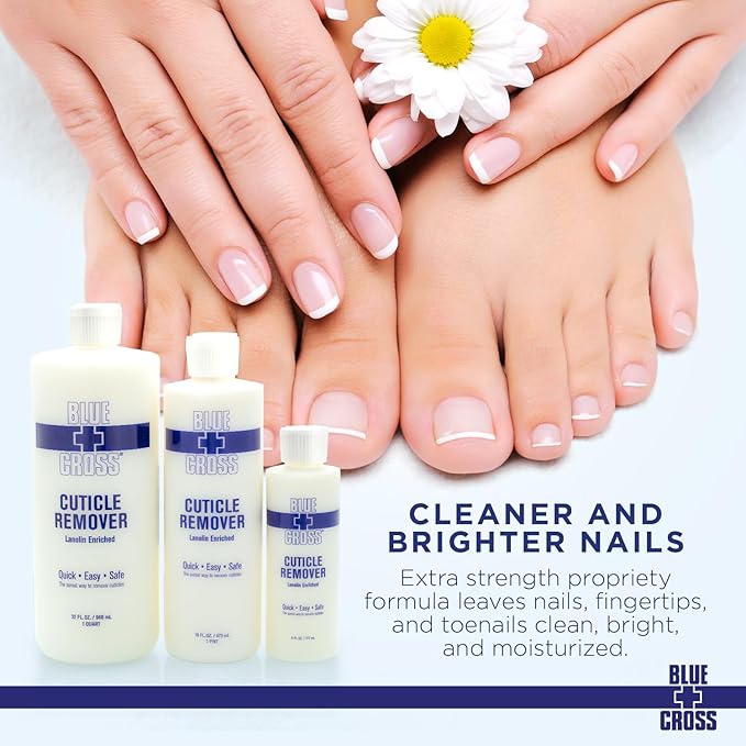 Blue Cross Hydrating, Moisturizing, Strengthening Cuticle Remover Oil with Lanolin + Extra Strength Callus Remover Gel for Heel or Feet, 16 oz each, 2 pack Bundle