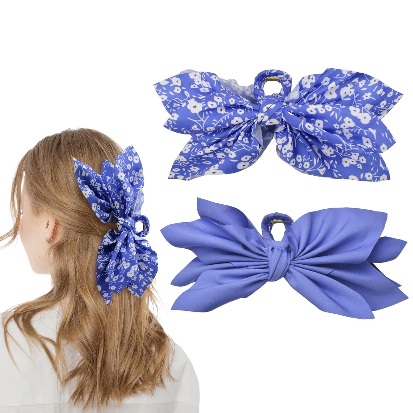 Bow Claw Clips Bow Hair Clips 2PC Blue Big Hair Bows for Women Butterfly Styling Large Hair Clips for Thick Hair for Girls Hair Accessories for Teen