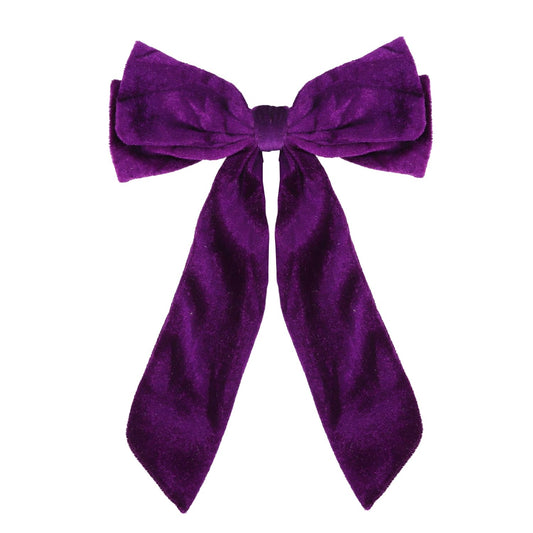 Velour Bow Clip, 6.5 Inch (Purple)