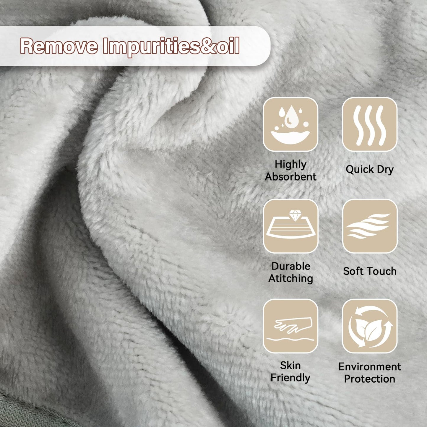 Nugilla Makeup Remover Cloths, 8 Pack Reusable Face Wash Cloths, Soft Microfiber Face Cloth for Women(Cool Gal)