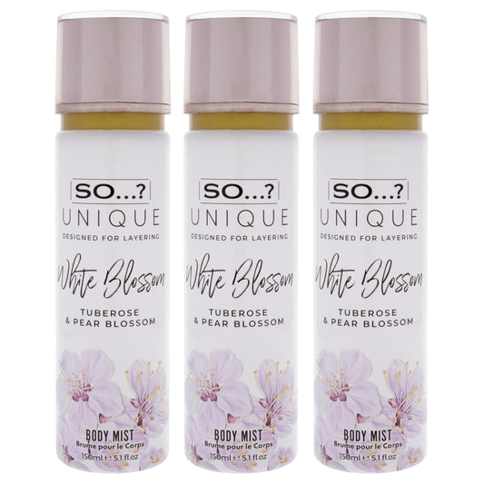 So...? Unique Body Mist - White Blossom for Women - 5.1 oz Body Mist - Pack of 3