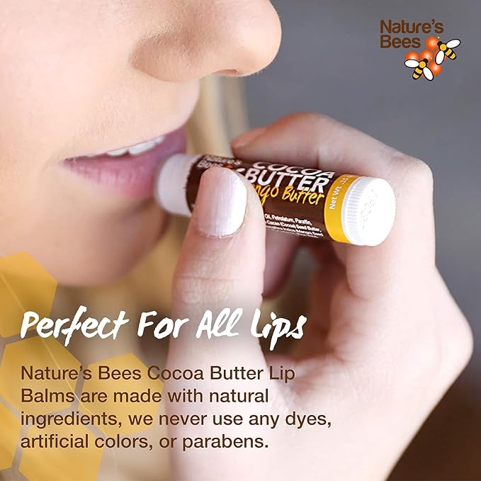 Nature's Bees, Cocoa Butter Lip Balms, Lip Moisturizer Treatment - Pack of 72, (Original Variety Assortments - Original, Olive Oil, Mango Butter, Shea Butter)