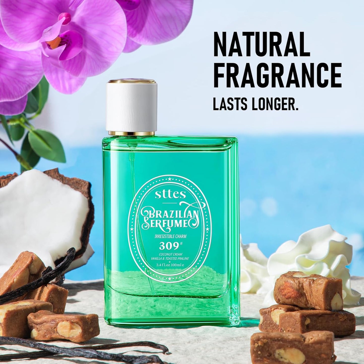 Sttes Perfume 309# (Irresistible Charm) – Eau de Parfum 100ml (3.4 fl oz) – Coconut Cream, Vanilla, Toasted Praline