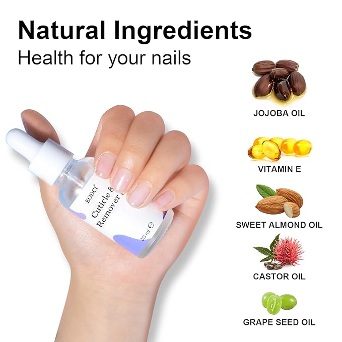 30ml Organic Nail Cuticle Oil, Natural Nail Oil for Growth and Strength Damaged Nails Natural Blend Of Jojoba, Vitamin E, Castor and Sweet Almond Oils Exfoliating Nail Care Cuticle Removal