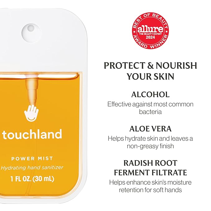 Touchland Power Mist Hydrating Hand Sanitizer Spray, TOP 5 Set (Applelicious, Sandalwood, Lavender, Berry, Citrus), 1 FL. OZ. Travel Size (Set of 5)