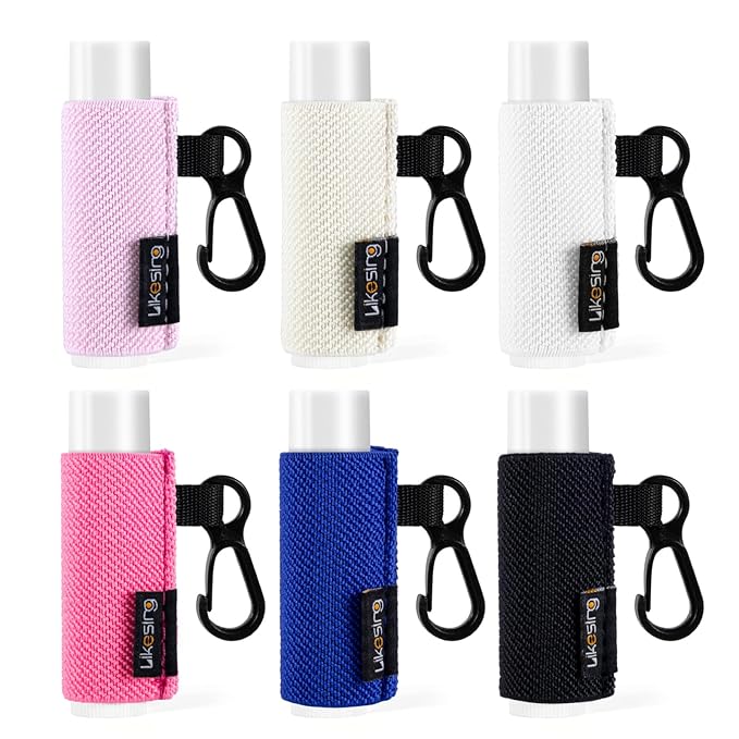 Chapstick Holder Keychain, 6 Pcs Lip Balm Holder Sleeve Pouch with Clip On, Lip Gloss Lipstick Holder Keychain Fits More Standard Lip Balm, Gift for Women Girls Boys and Man