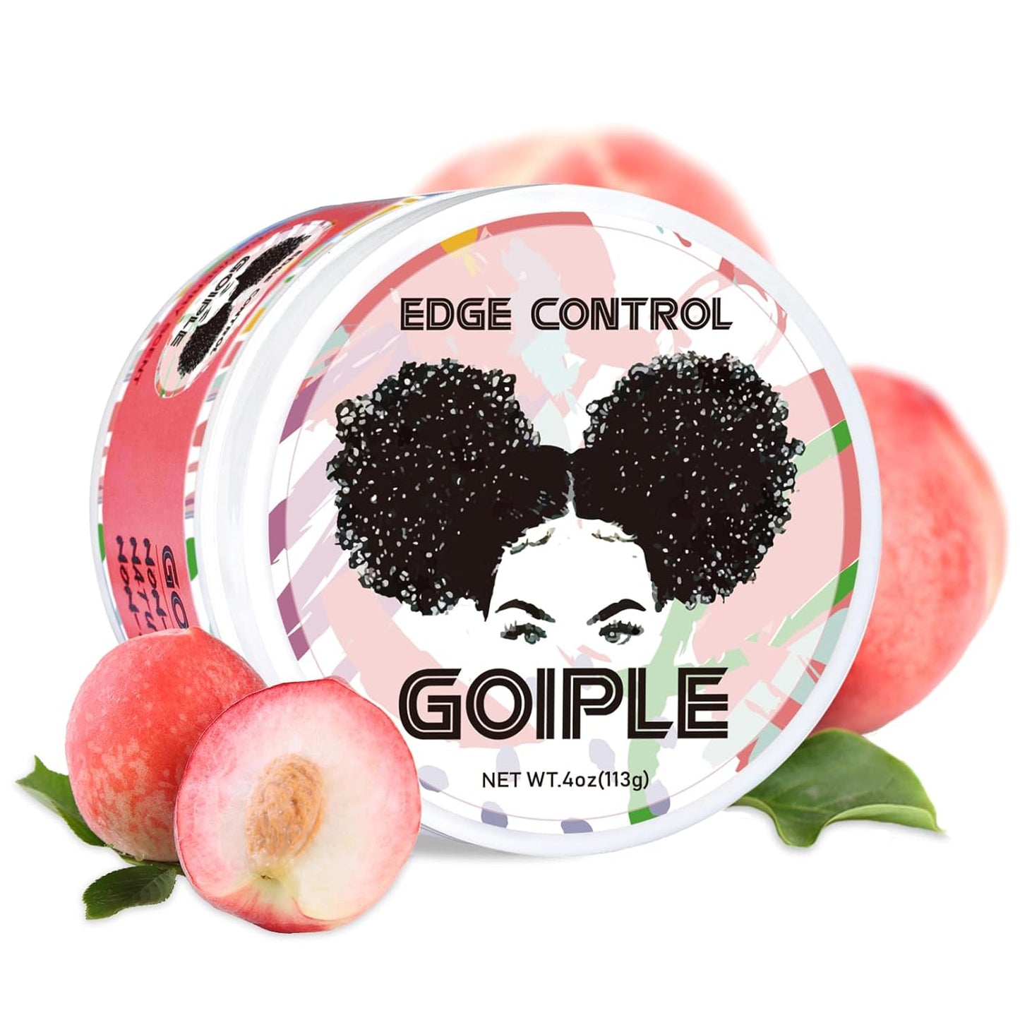 Edge Control Wax for Women Strong Hold Non-greasy Edge Control Smoother Edge Wax, Edge Wax Styling Gel Edge Control for Black Hair No Flaking, White Residue, Shine and Smooth 4oz (Sweet Peach)