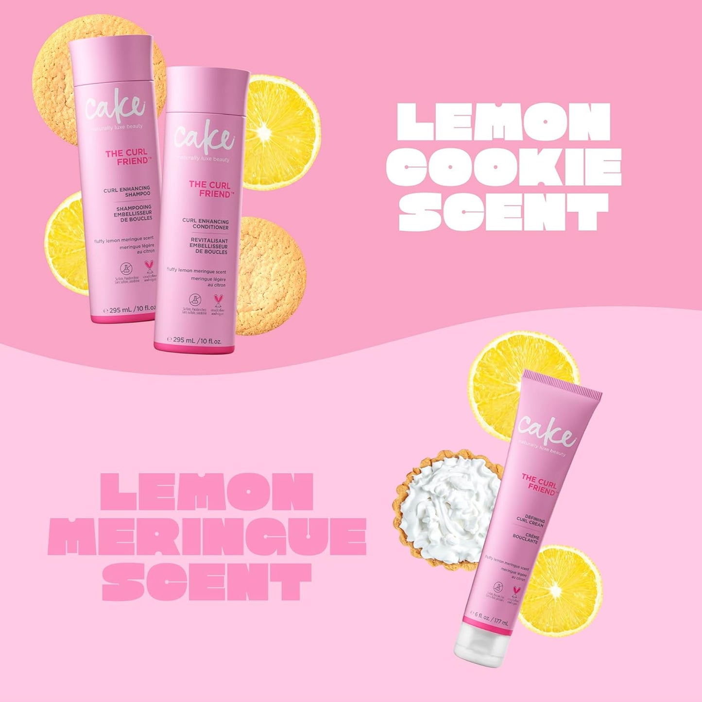 Cake Beauty Curl Friend Curl Defining Shampoo, Conditioner & Cream Set - Avocado & Argan Oil Curly Hair Products - Anti-Frizz, Cruelty Free & Vegan Gift Set