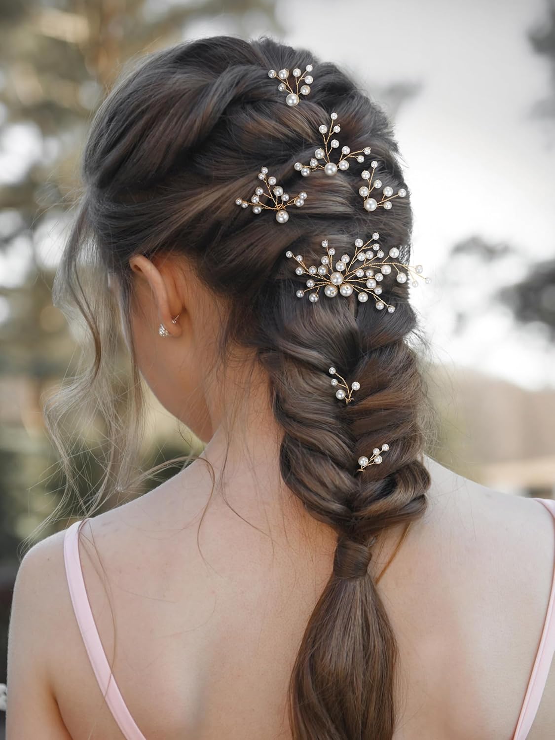 SWEETV 7 Pieces Bride Hair Accessories Pearl Wedding Hair Pins Leaf Bridal Hair Piece Vintage Hair Headpiece Leaf Hair Clips Jewelry for Women Bridesmaids Brides Flower Girls