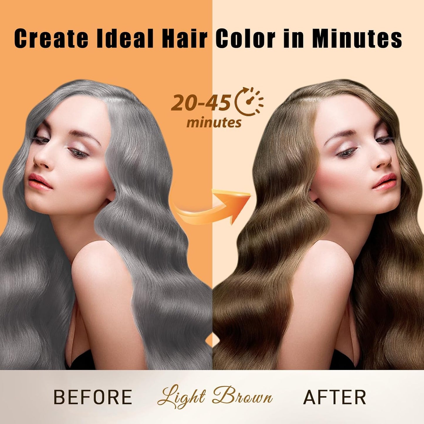 Hair Dye Shampoo Light Brown, 3 in 1 Long-Lasting Hair Color Shampoo with Herbal Ingredients, Instant Natural Color, Easy Application at home for Women Men 16.9 Fl Oz