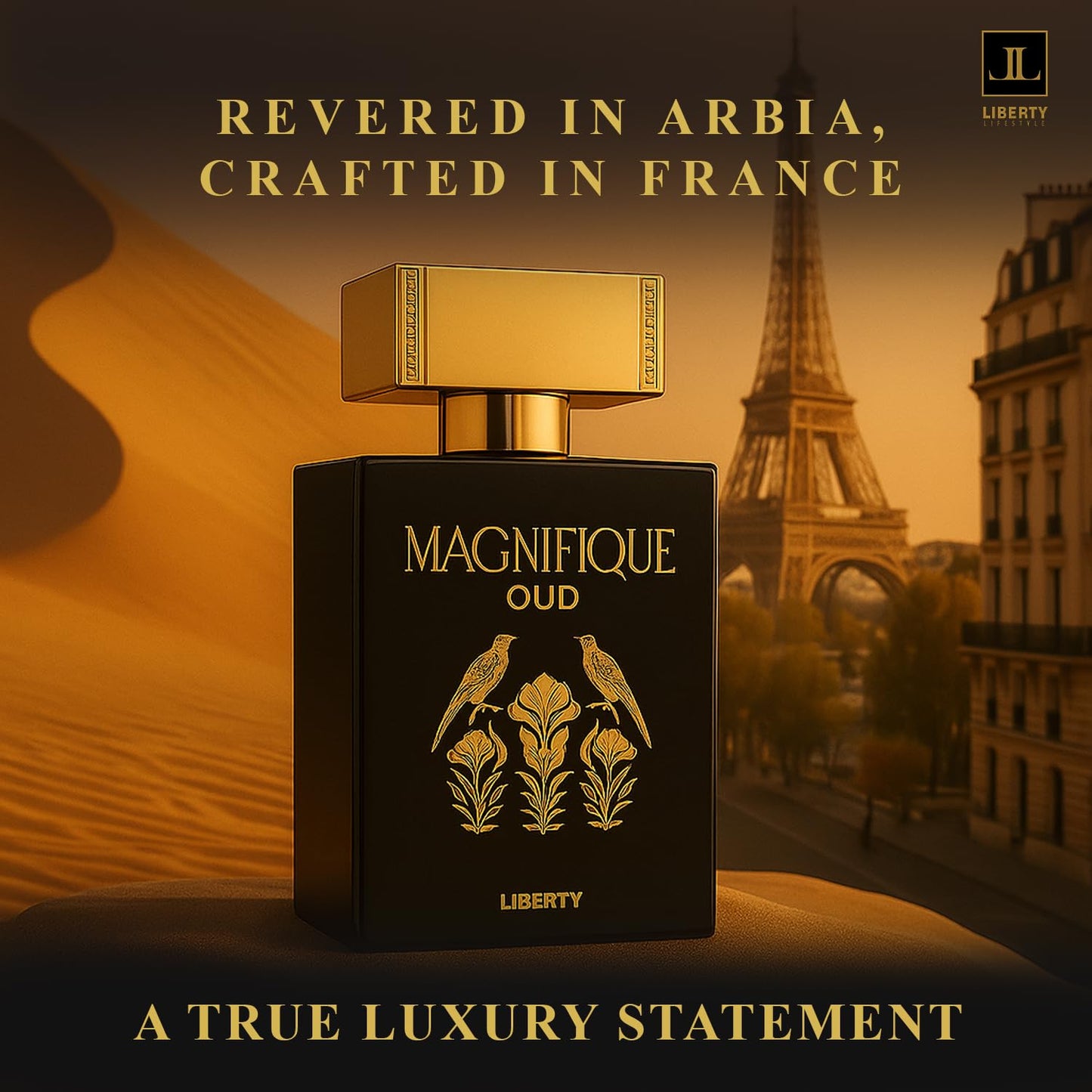 Liberty Oud Eau de Parfum for Men, 3.4 Oz,Magnifique Anniversary Edition, Luxury Oud Perfume, Premium Gift for Men, All-Day Freshness, Perfume for men, arabian,perfumes arabes para hombres