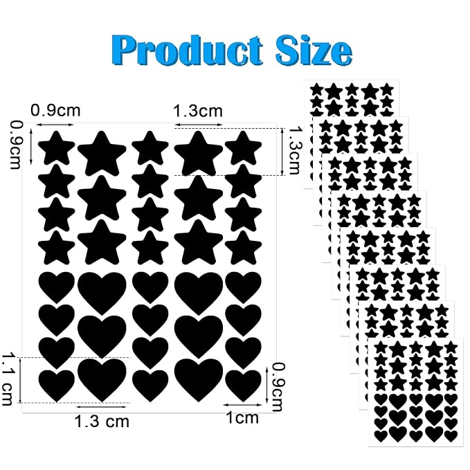 288pcs Pimple Patch Star, 2 Styles Star Pimple Patch, Cute Black Pimples Patches Stars, Skin-friendly, Breathable, Waterproof,for Covering Acne,for Makeup, Sleep, Wedding and Festival